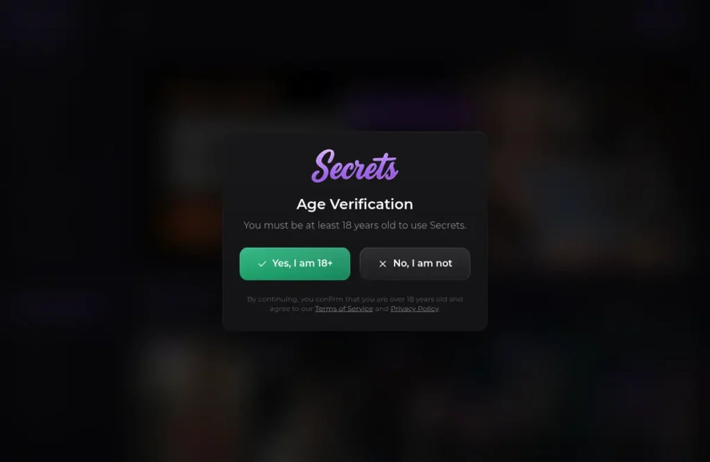 Secrets AI · Kuvakaappaukset palvelun julkisilta sivuilta